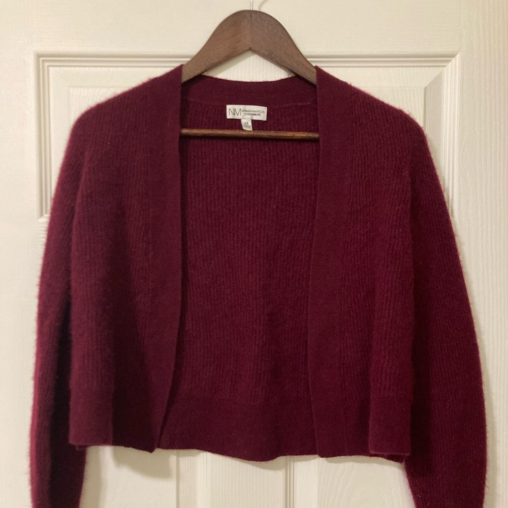 Neiman Marcus Cashmere Cardigan -  Burgundy / Red (XS)